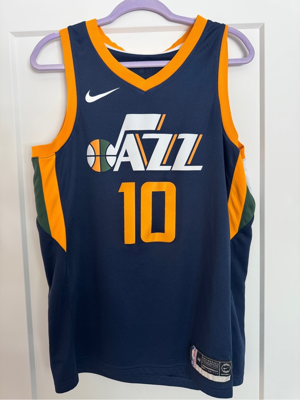 Nike Navy and Gold Jazz #10 Mike Conley Basketball Jersey